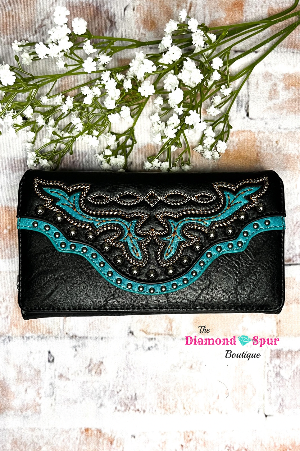 Western Stitch Wallet- Black - The Diamond Spur Boutique