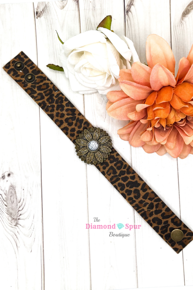 Leather Cuff With Concho Bracelet - The Diamond Spur Boutique