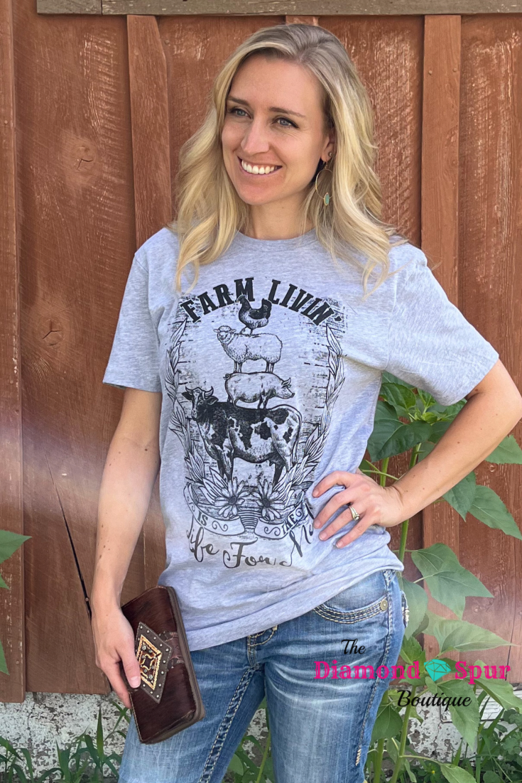 Farm Life Tee Shirt - The Diamond Spur Boutique