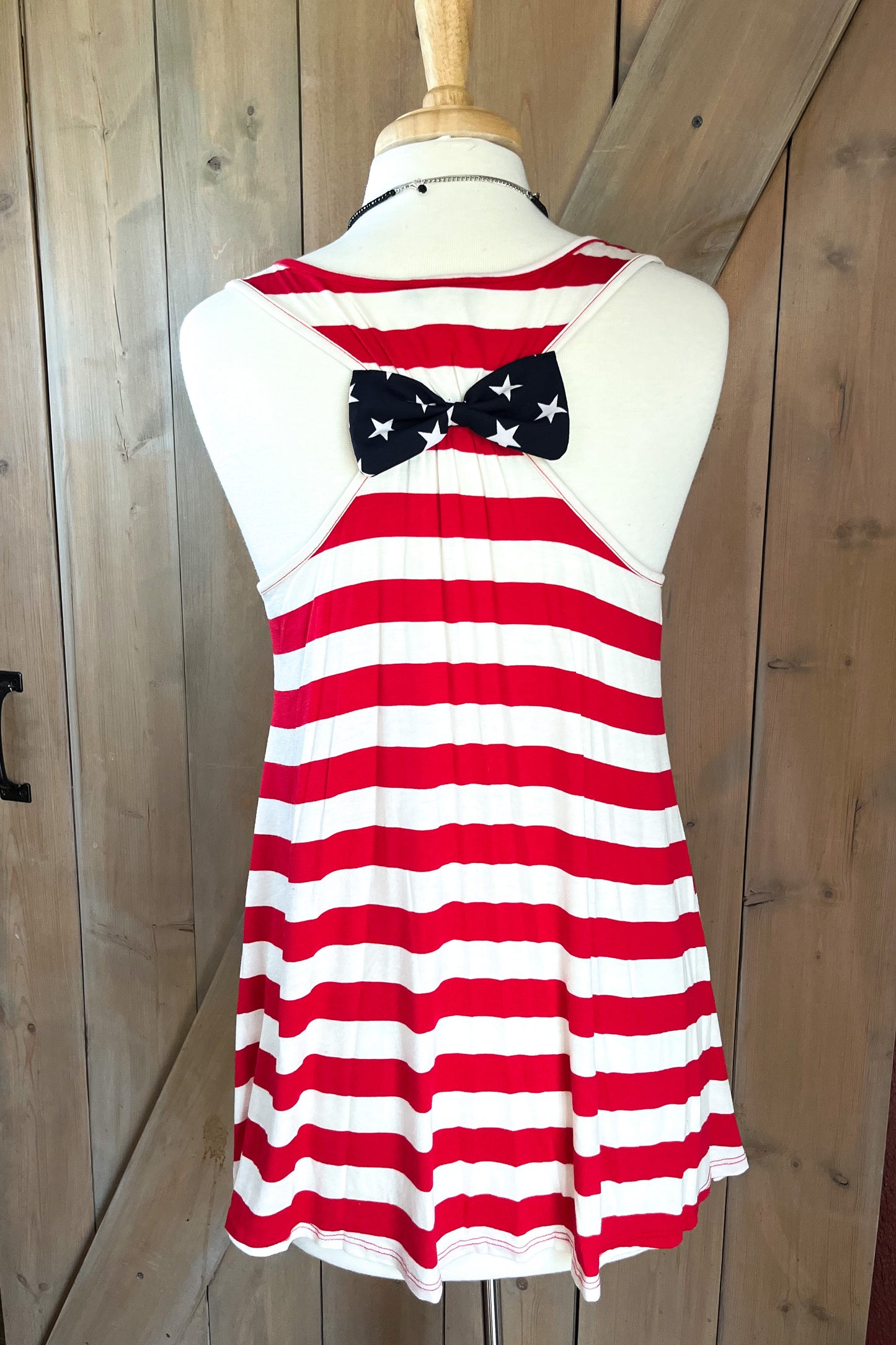 Stars And Stripes Bow Racer Back Tank Top - The Diamond Spur Boutique