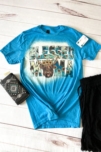Highland Cow Blessed Mama Tee Shirt - The Diamond Spur Boutique