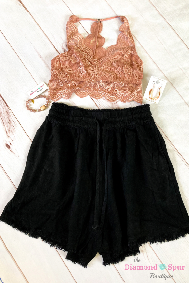 La Miel Black Shorts - The Diamond Spur Boutique