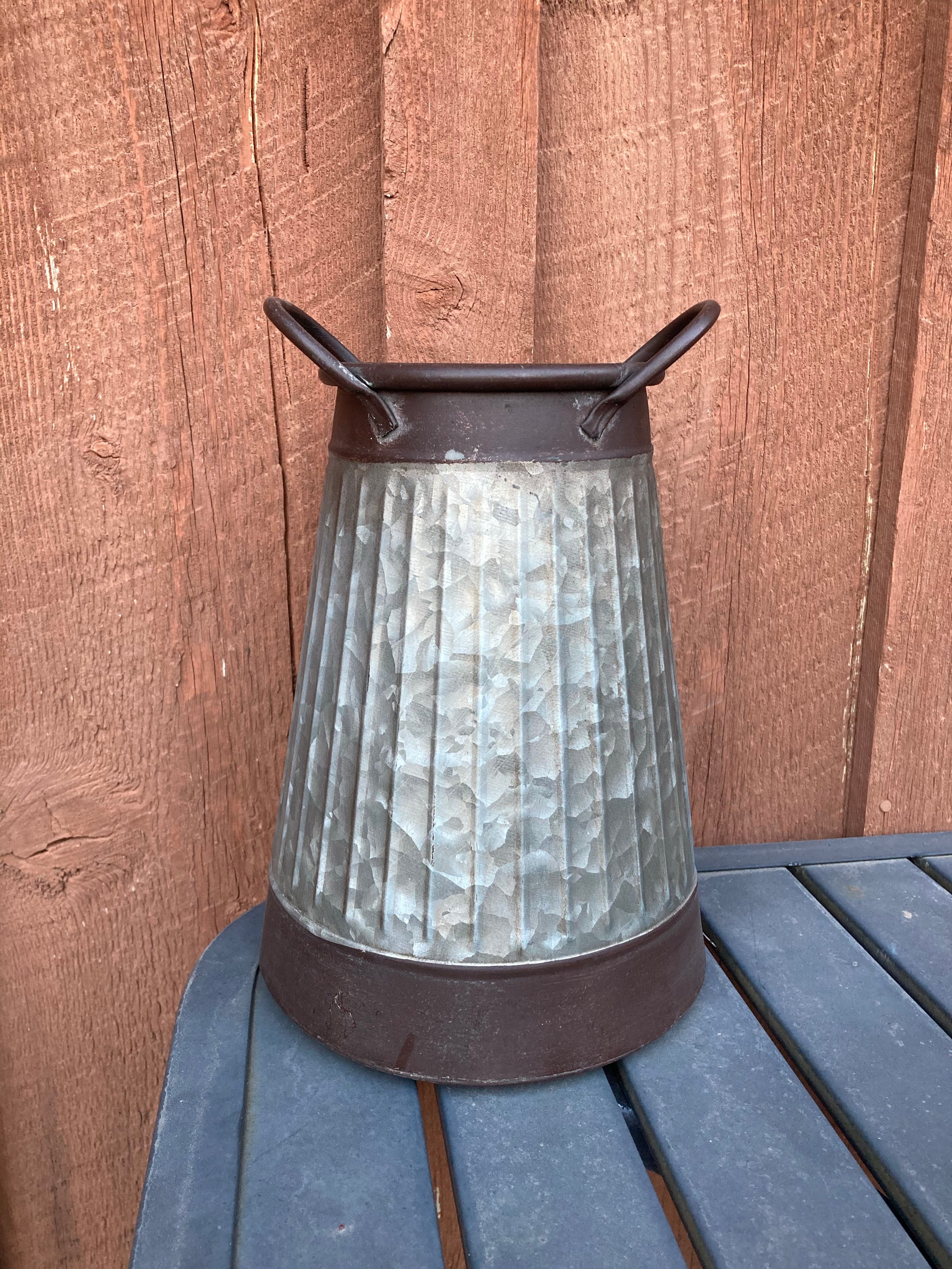 Corrugated Metal Pail - The Diamond Spur Boutique