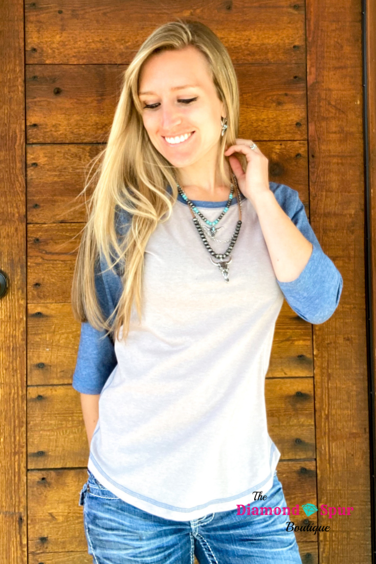 Cheekys Memphis Blue Raglan - The Diamond Spur Boutique