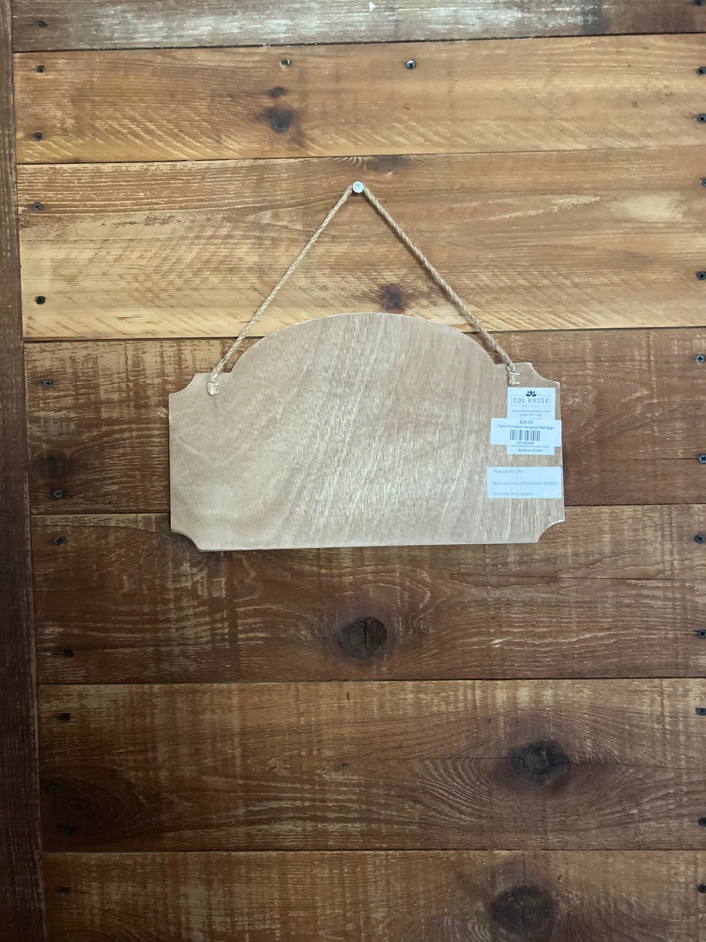 Farm Pumpkin Hanging Wall Sign - The Diamond Spur Boutique