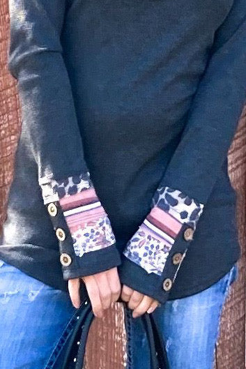 Leopard Stripes Floral Cuff Shirt - The Diamond Spur Boutique