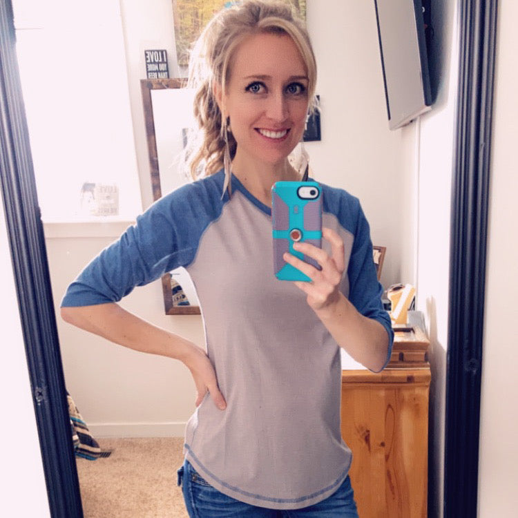 Cheekys Memphis Blue Raglan - The Diamond Spur Boutique