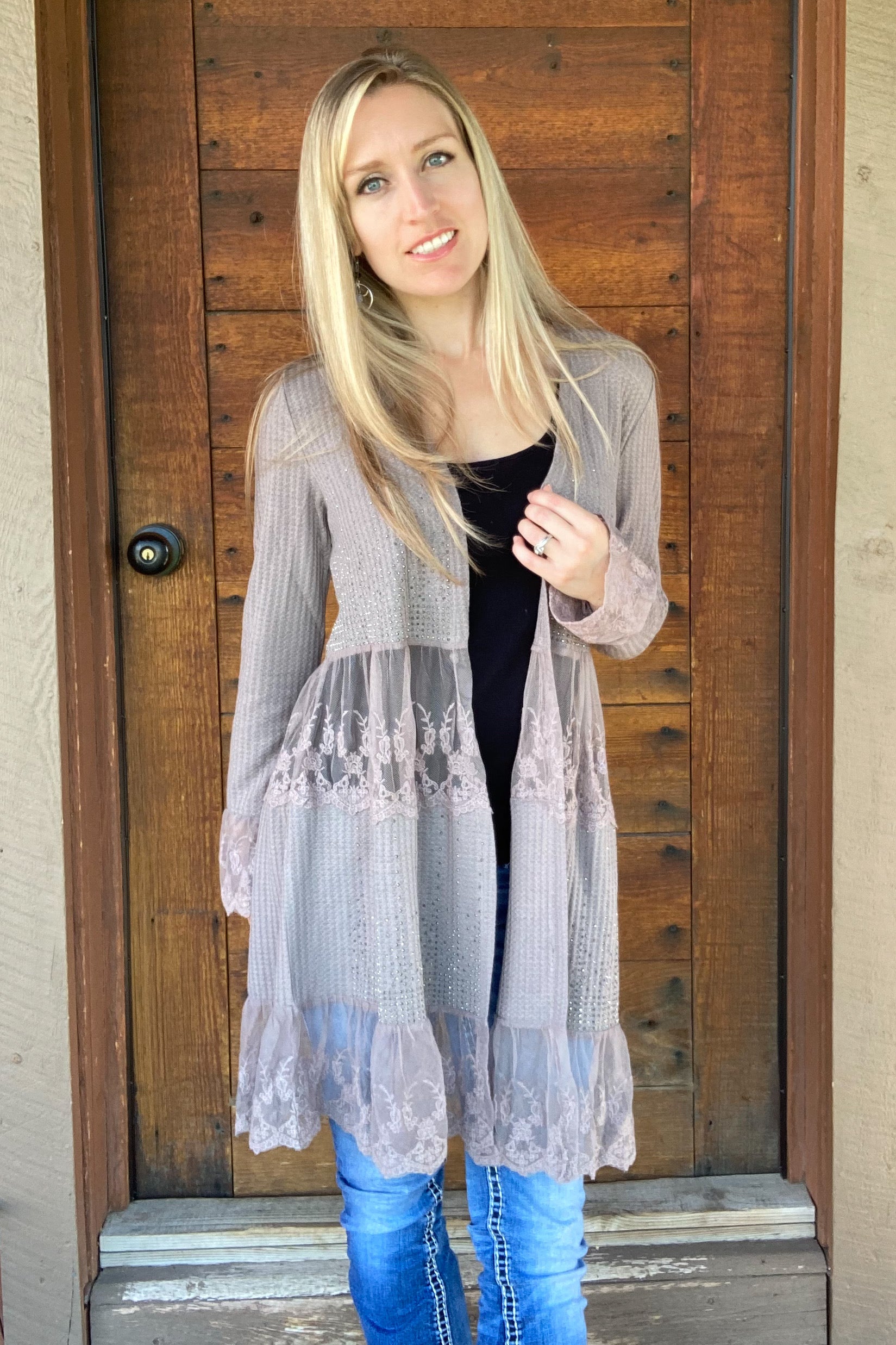 Stone Lace Cardigan - The Diamond Spur Boutique