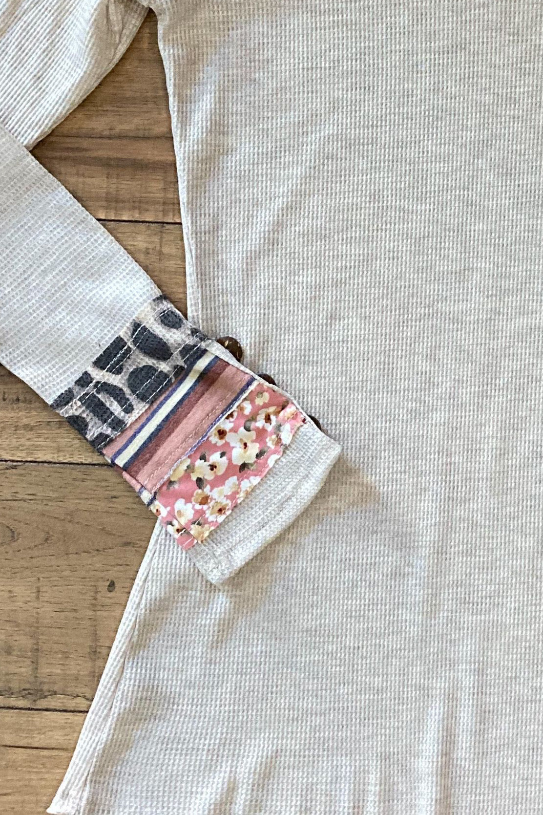 Leopard Stripes Floral Cuff Shirt - The Diamond Spur Boutique