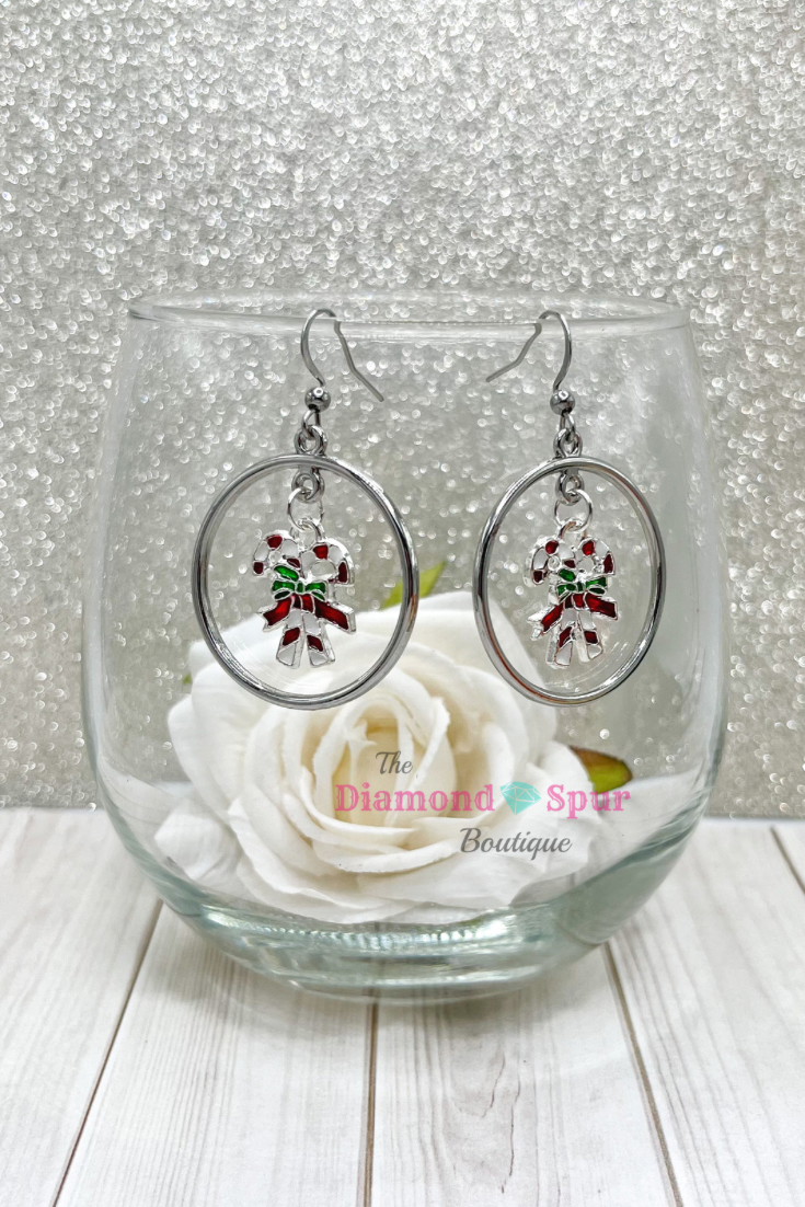 Candy Cane Earrings - The Diamond Spur Boutique