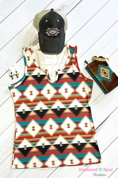 Sundown Aztec Tank Top - The Diamond Spur Boutique