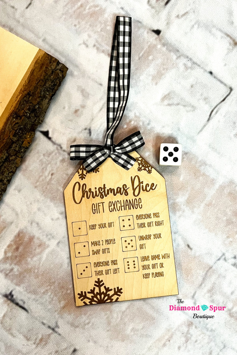 Wood Christmas Dice Game