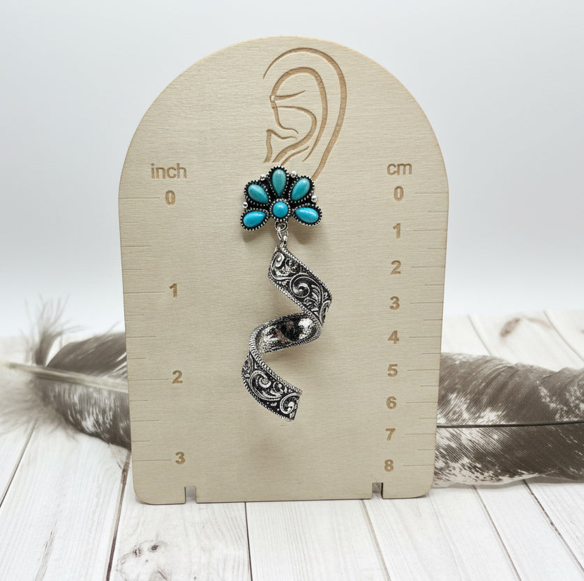 Tooled Spiral Turquoise Earrings - The Diamond Spur Boutique