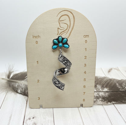 Tooled Spiral Turquoise Earrings - The Diamond Spur Boutique