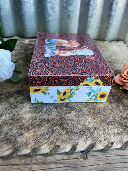 Cows & Sunflowers Jewelry/Keepsake Box