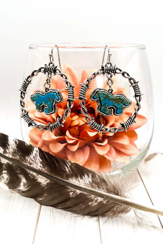 Horse & Barbed Wire Earrings - The Diamond Spur Boutique