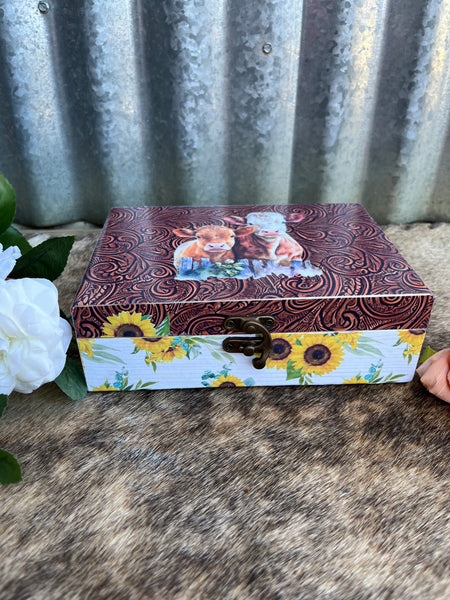 Cows & Sunflowers Jewelry/Keepsake Box