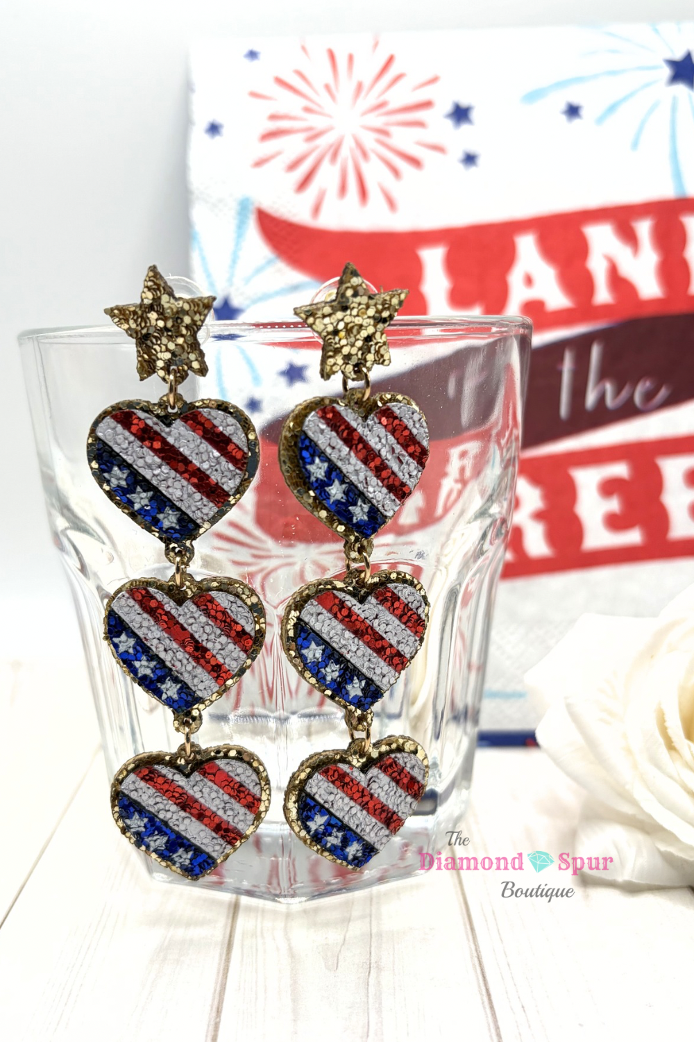 Long American Hearts Earrings
