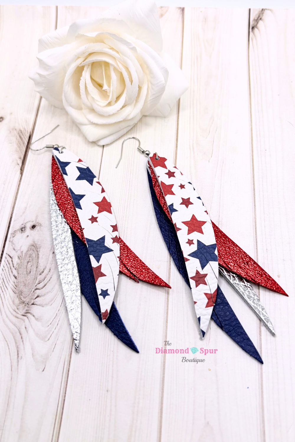 Leather Feather Earrings- American Stars