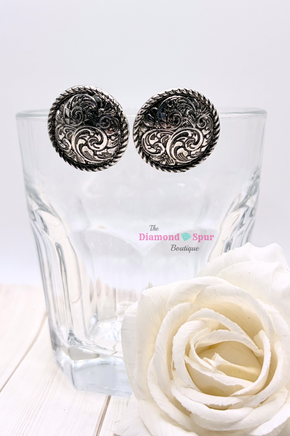 Round Concho Post Earrings- Silver