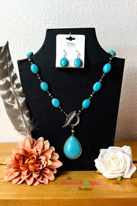 Feather Howlite Necklace and Earring Set - The Diamond Spur Boutique
