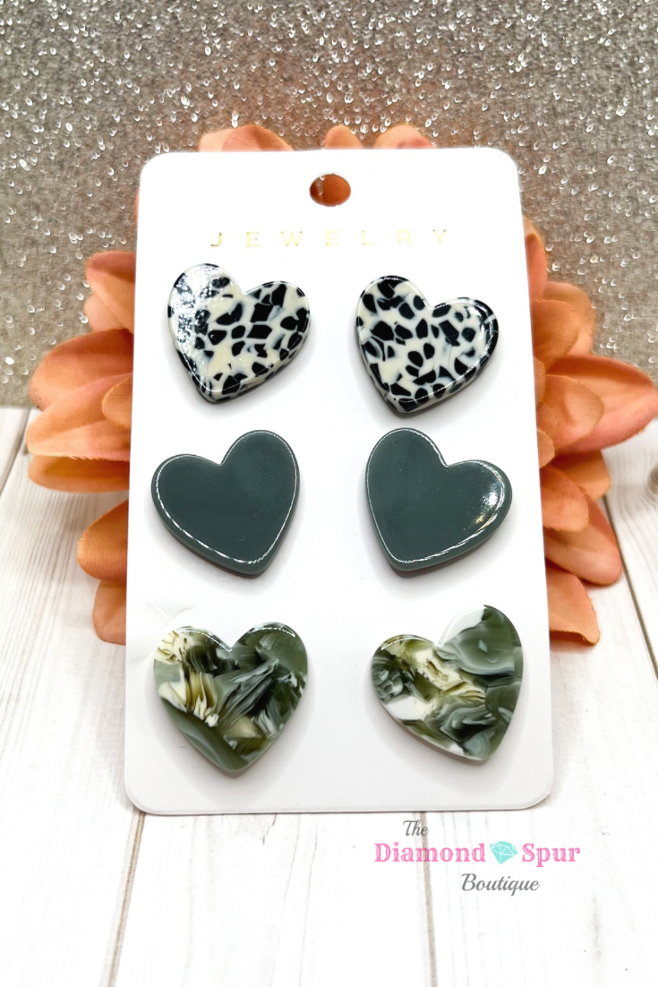 Large Heart Stud Earrings