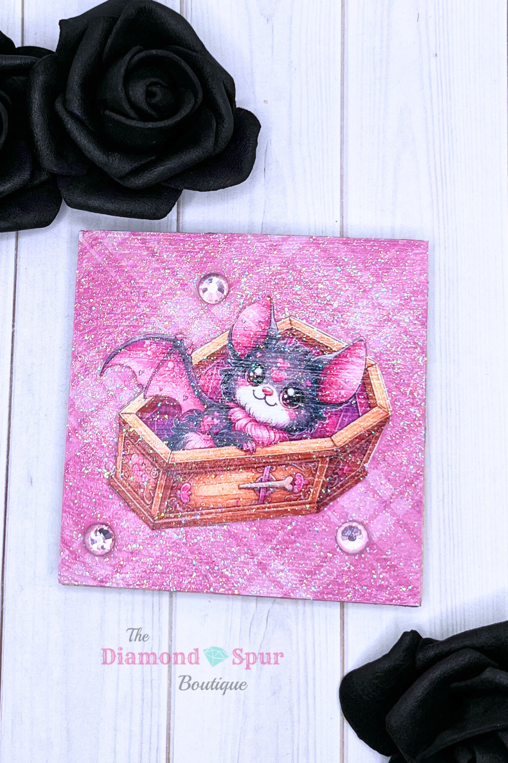 Sparkling Wood Halloween Magnets