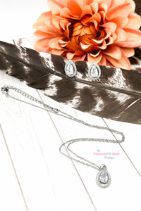 Cubic Zirconia Necklace & Earrings Set - The Diamond Spur Boutique