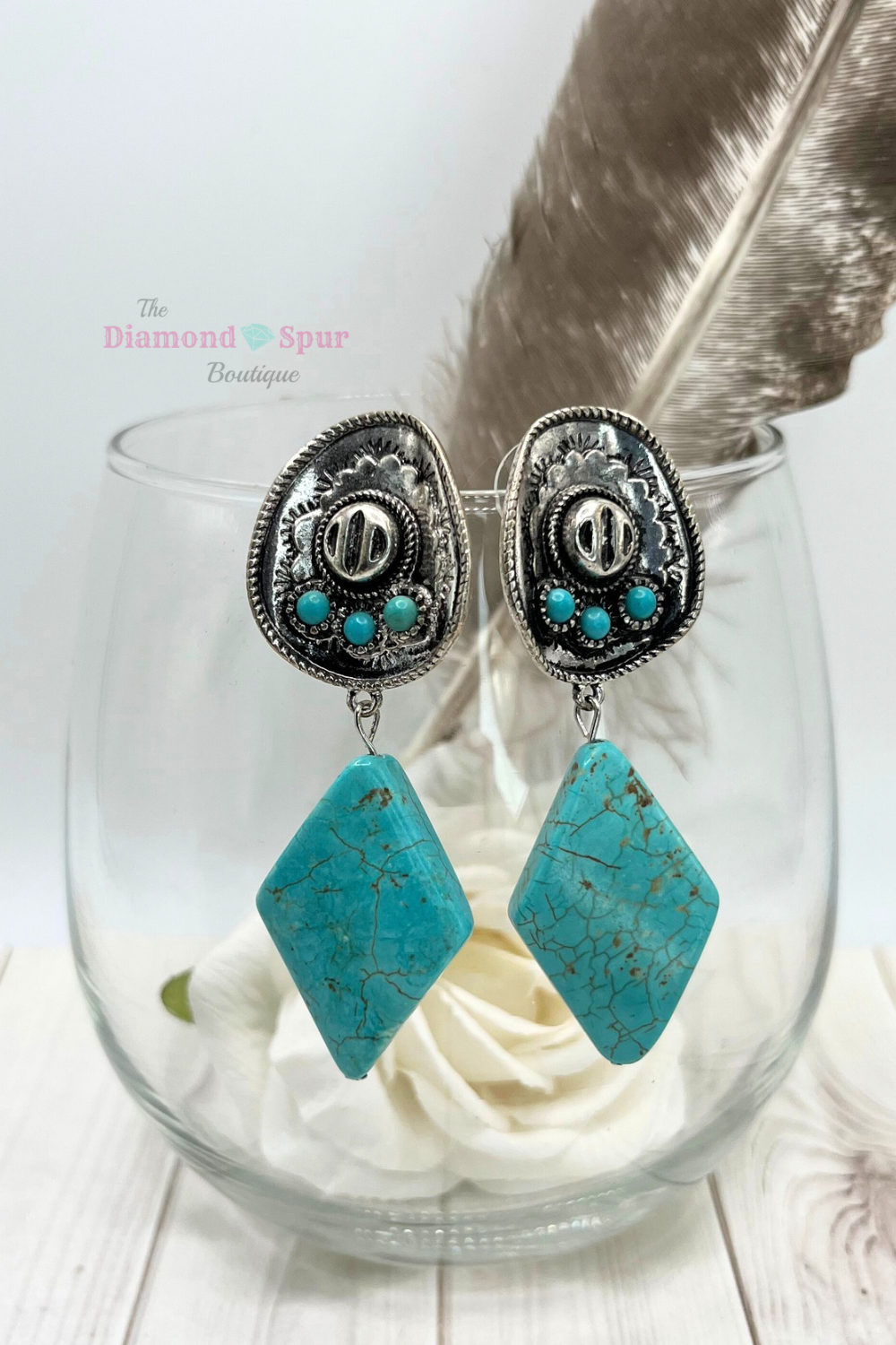 Turquoise Cowboy Hat Post Earrings