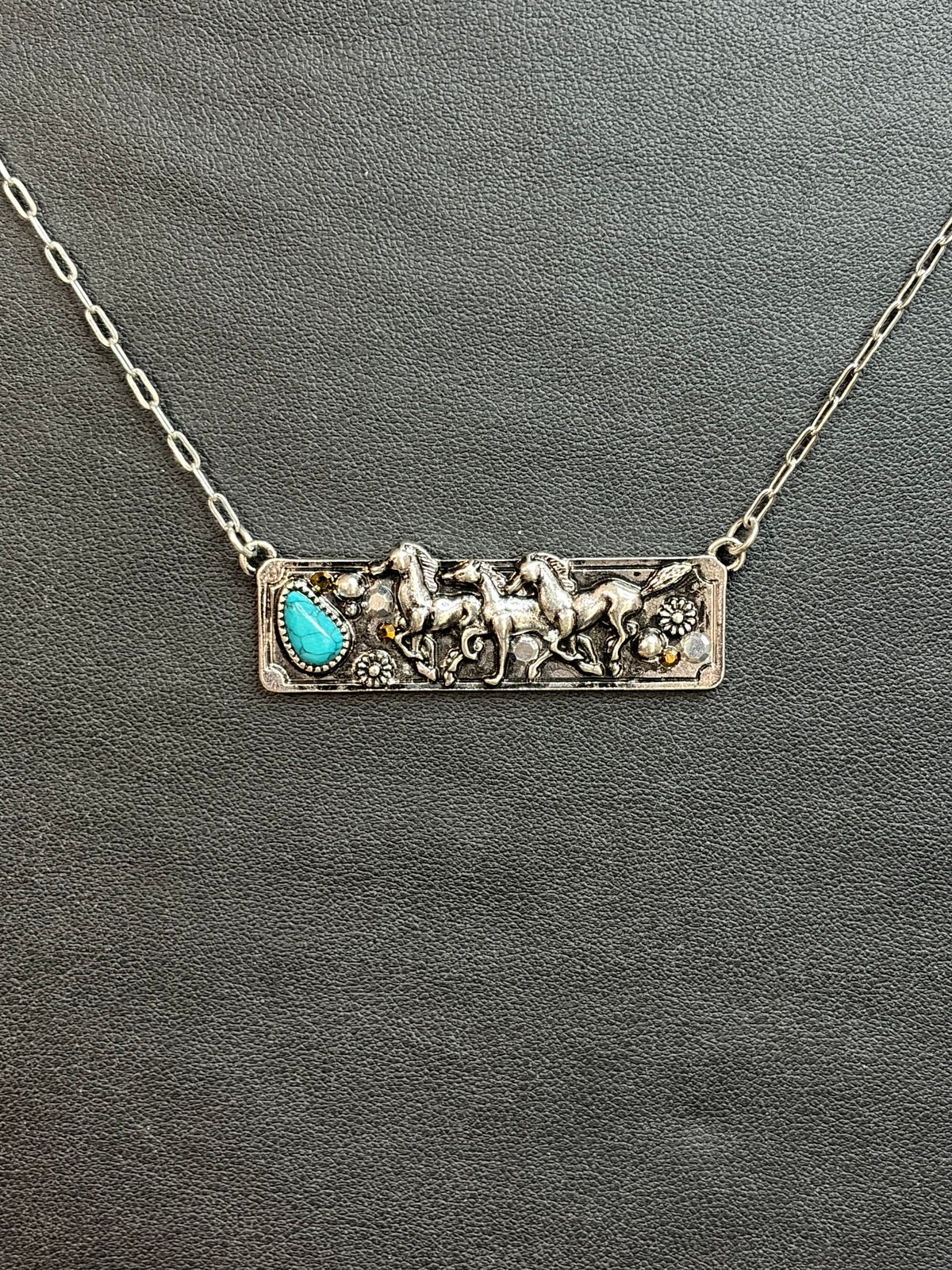 Running Horses Bar Necklace