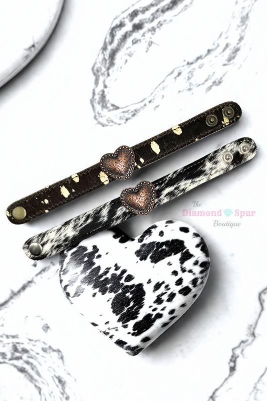 Hair On Hide Heart Concho Bracelet
