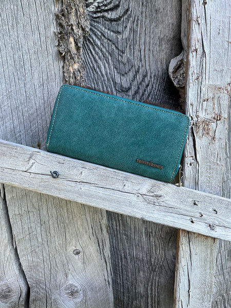 Turquoise Diamond Hair On Hide Wallet