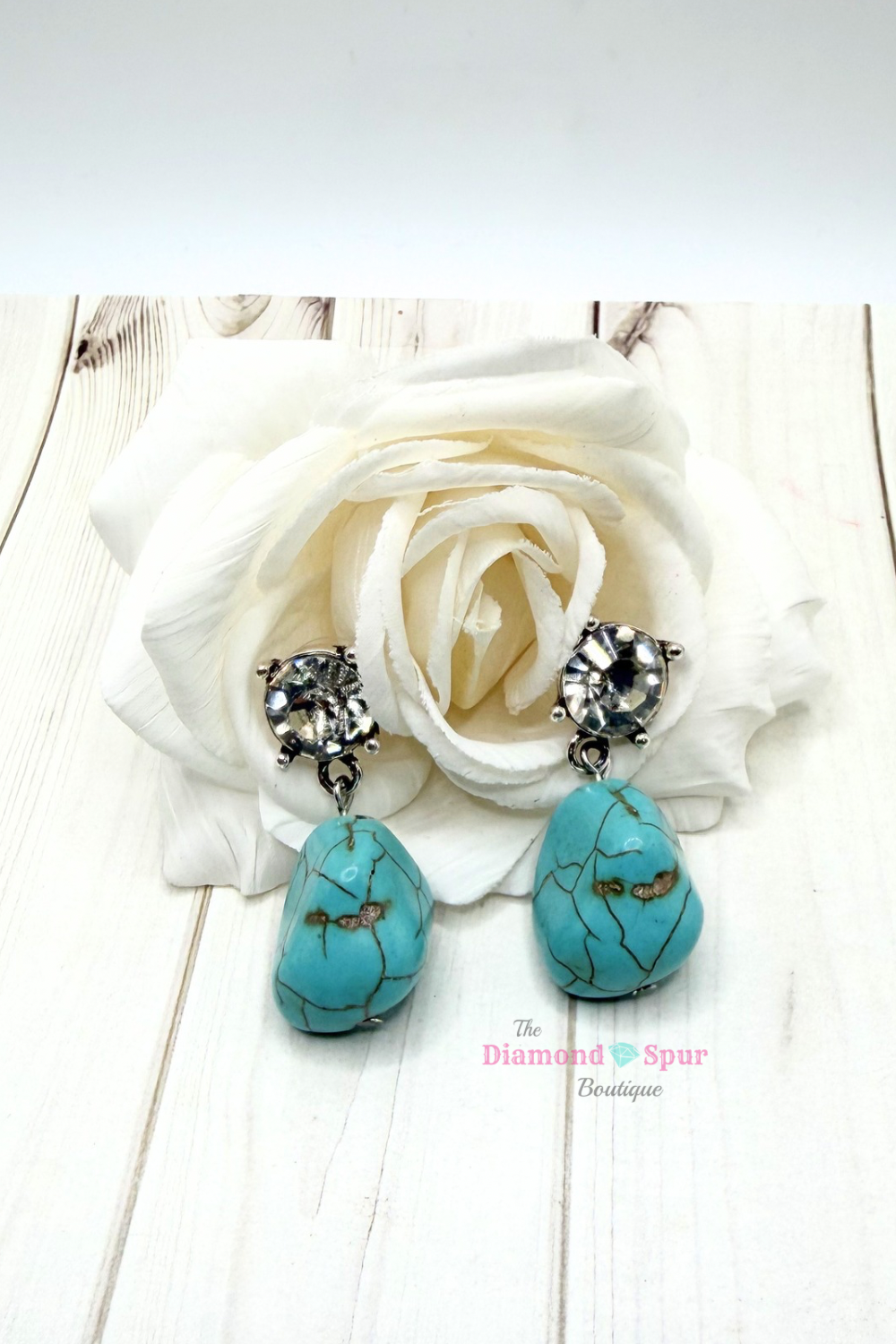 Turquoise Stone Post Drop Earrings