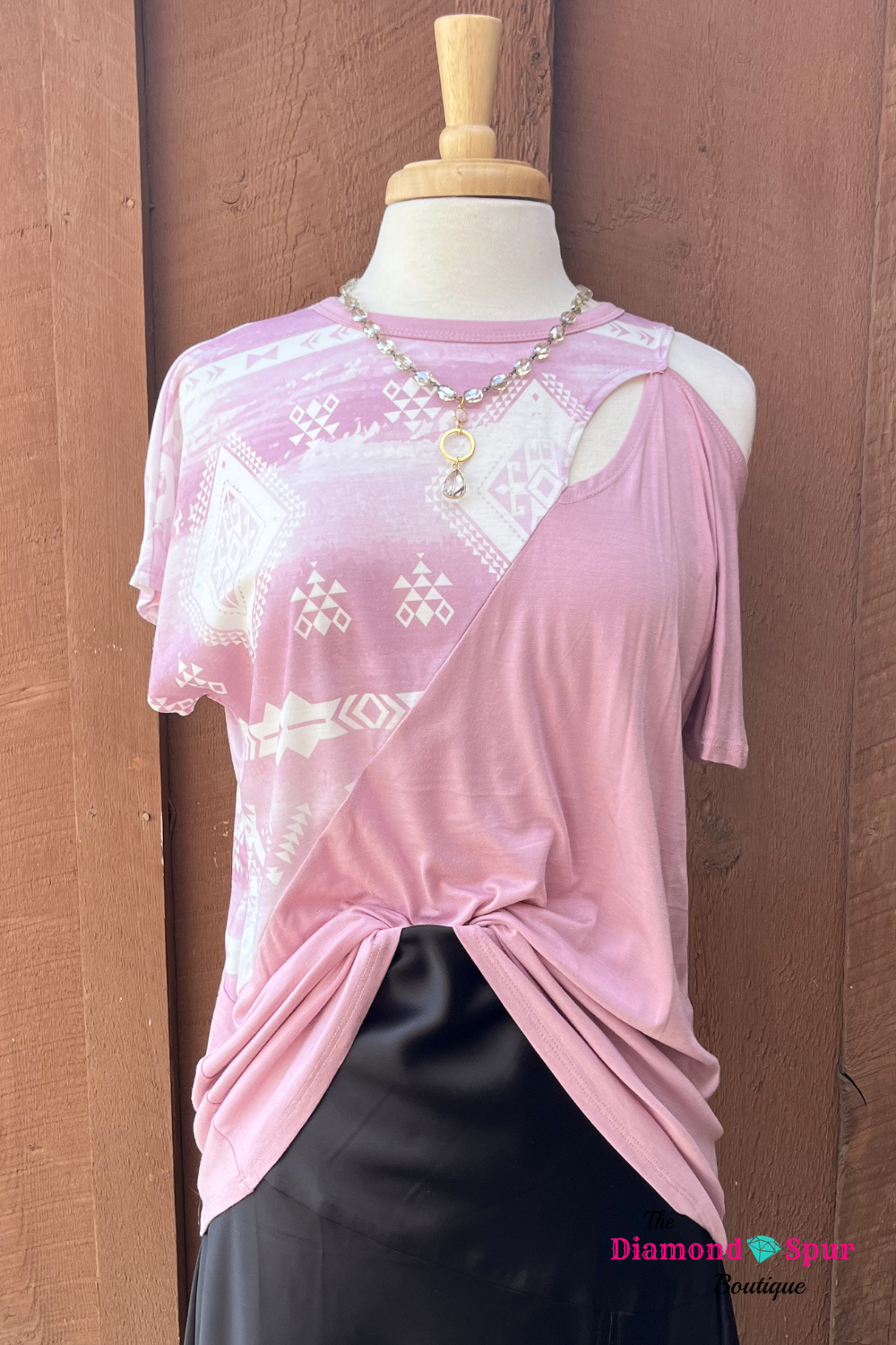 Light Pink Cut Out Detail Top - The Diamond Spur Boutique