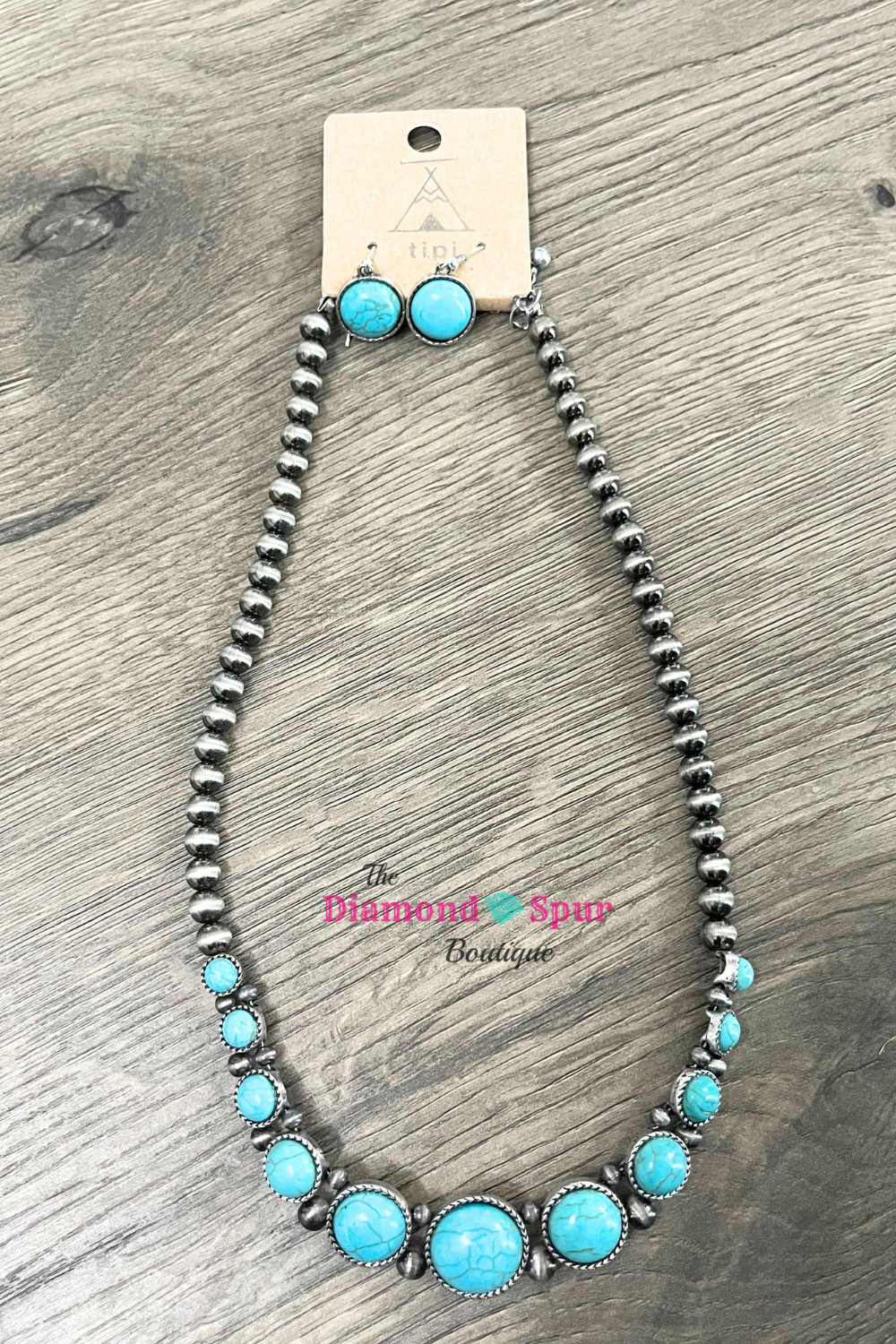 Turquoise Beaded Necklace and Earrings Set