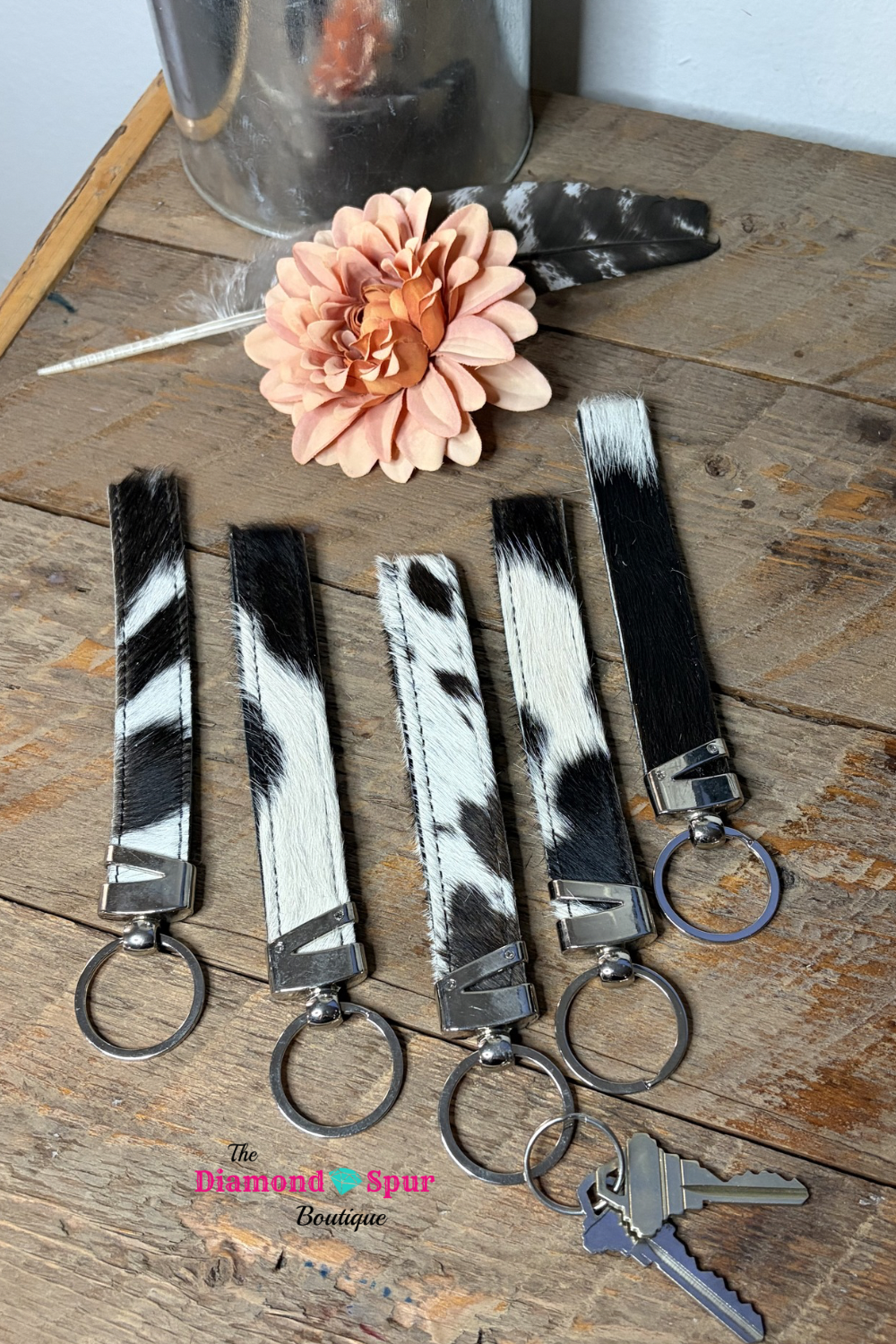 Cowhide Wristlet Keychain