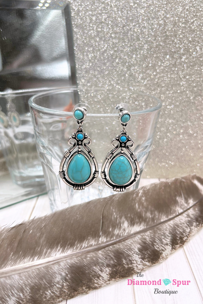 Vintage Vibes Turquoise Earrings - The Diamond Spur Boutique