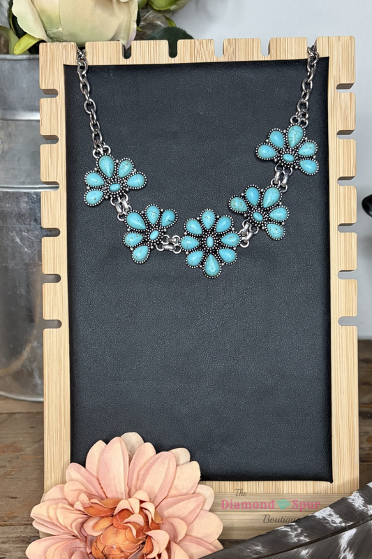 Sterling Kreek Turquoise Cluster Necklace - The Diamond Spur Boutique