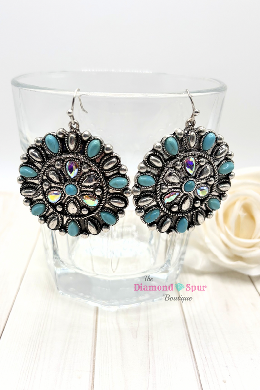 Large Turquoise Disk Earrings