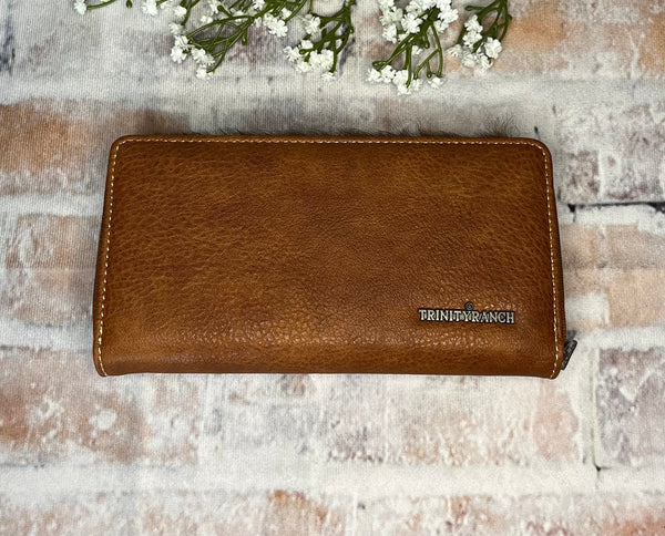 Saddle Shape Hair On Hide Wallet-Brown