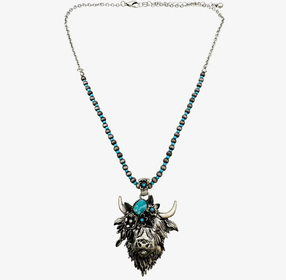 Farm Animal Turquoise Floral Necklace - The Diamond Spur Boutique