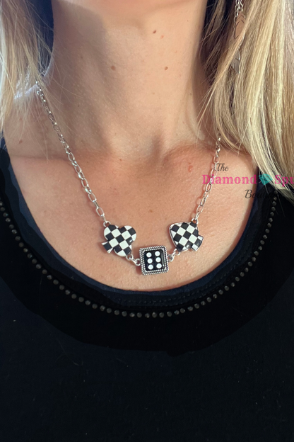 Black & White Checkered Necklace - The Diamond Spur Boutique