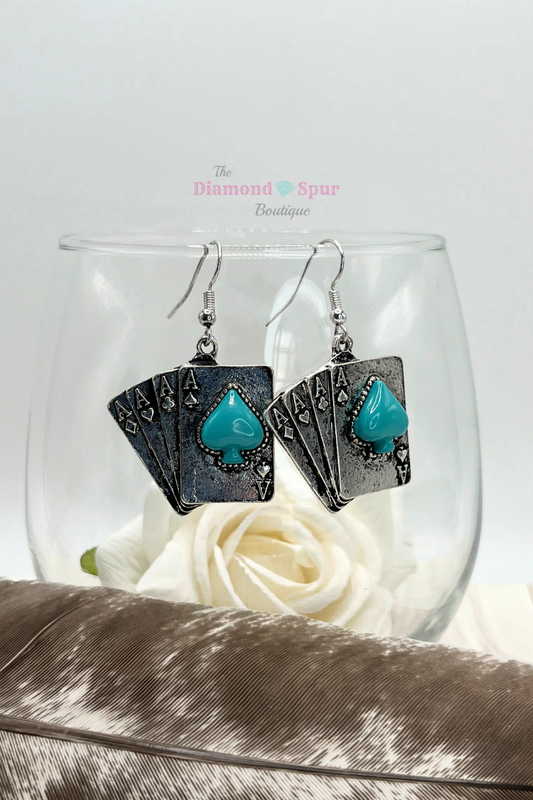 Turquoise Spade Card Earrings