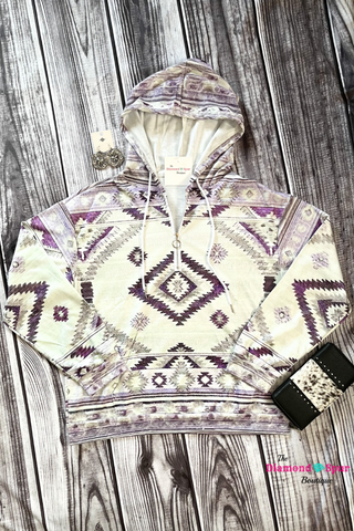 Purple Aztec Hoodie - The Diamond Spur Boutique