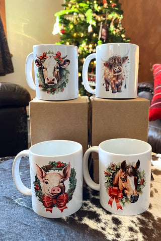 Christmas Farm Animal Mug - The Diamond Spur Boutique