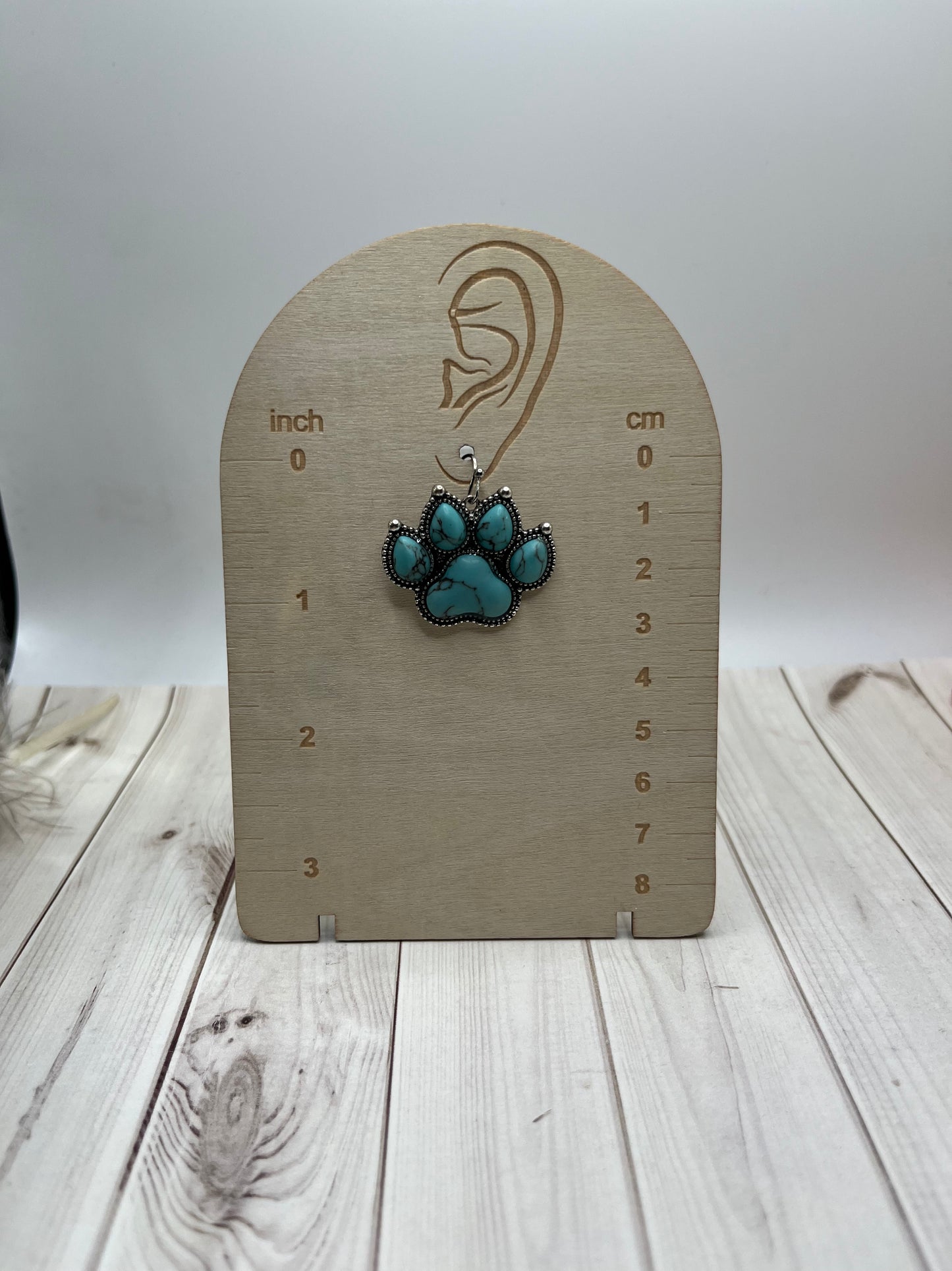 Turquoise Paw Earrings