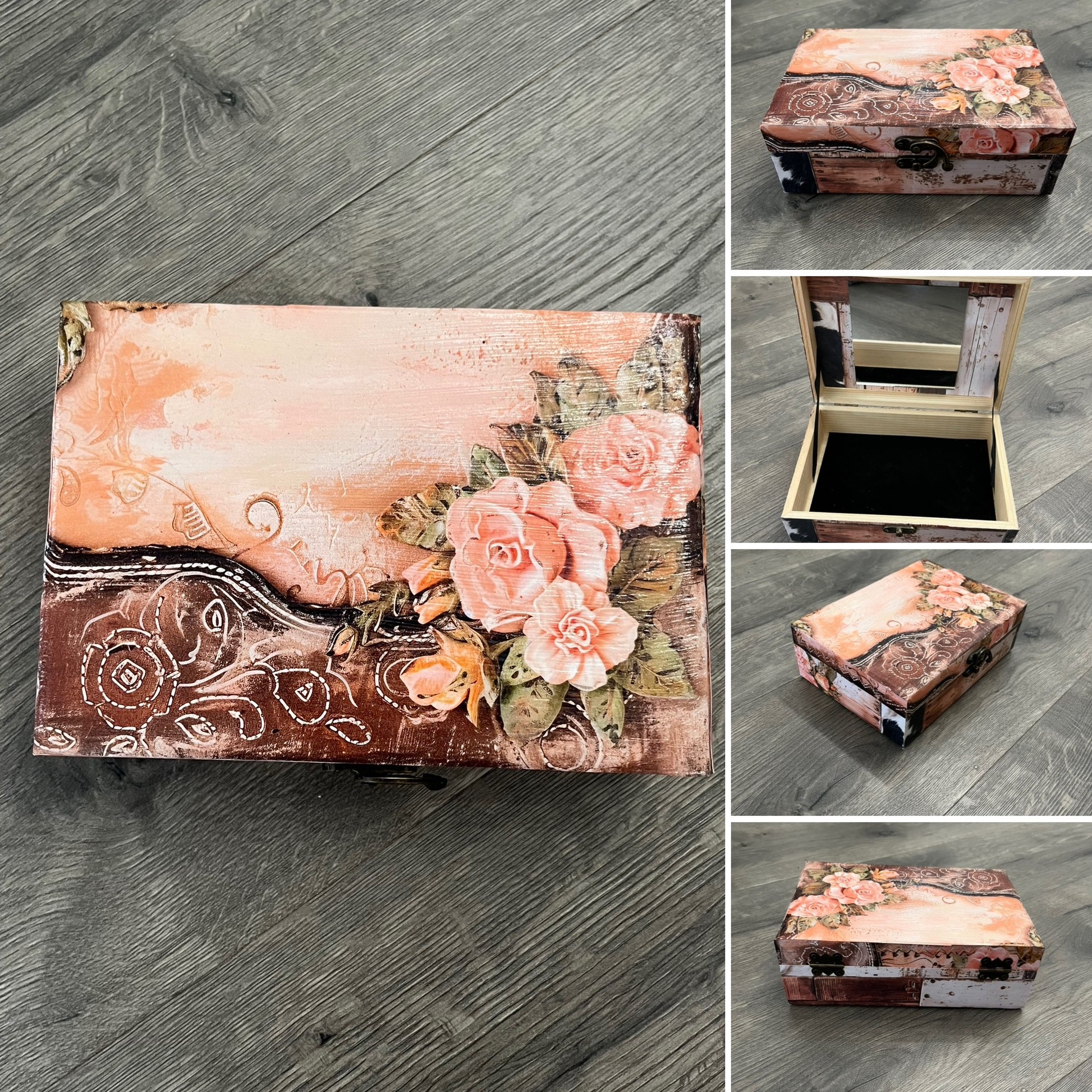 Pink Roses Jewelry/Keepsake Box - The Diamond Spur Boutique