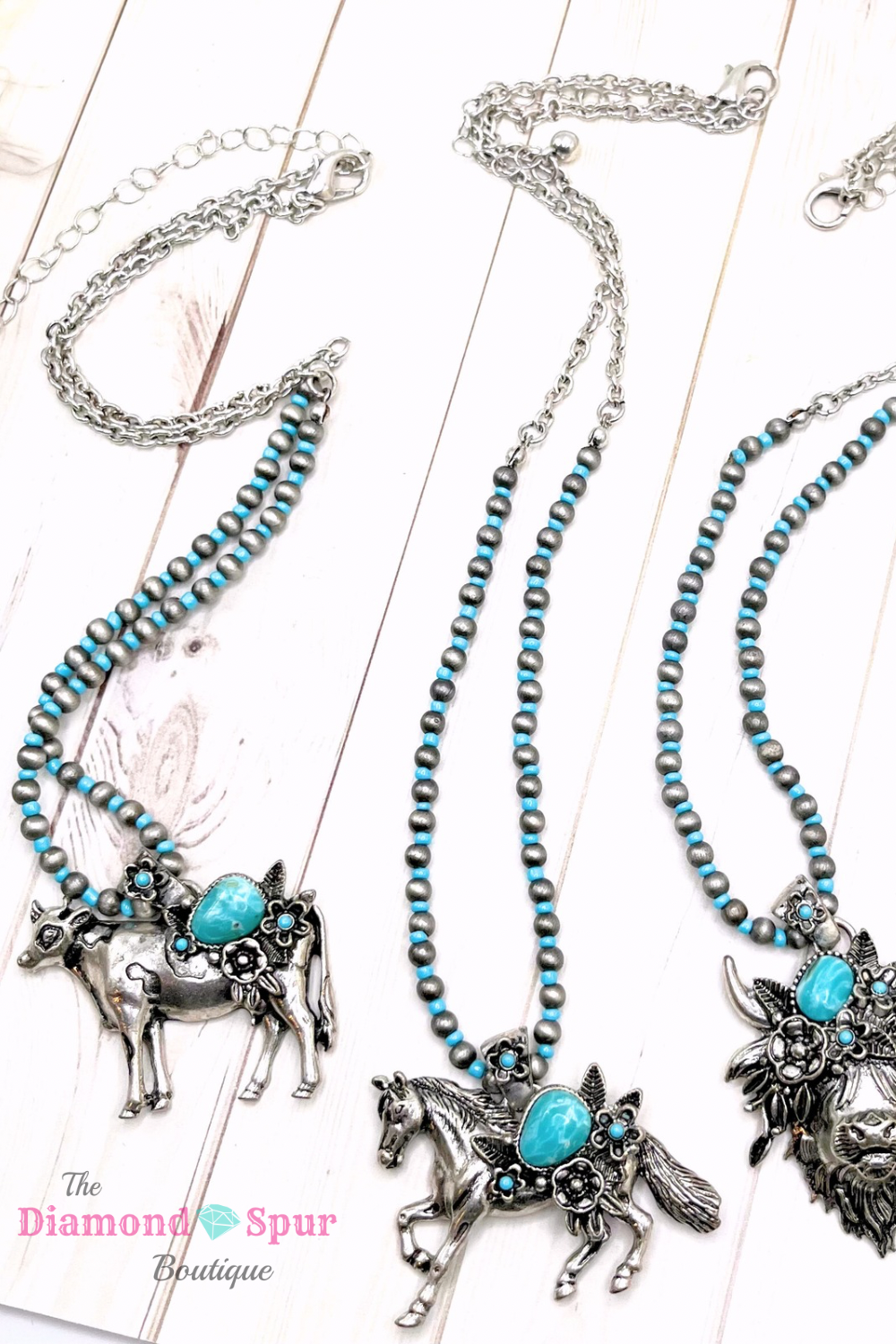 Farm Animal Turquoise Floral Necklace - The Diamond Spur Boutique