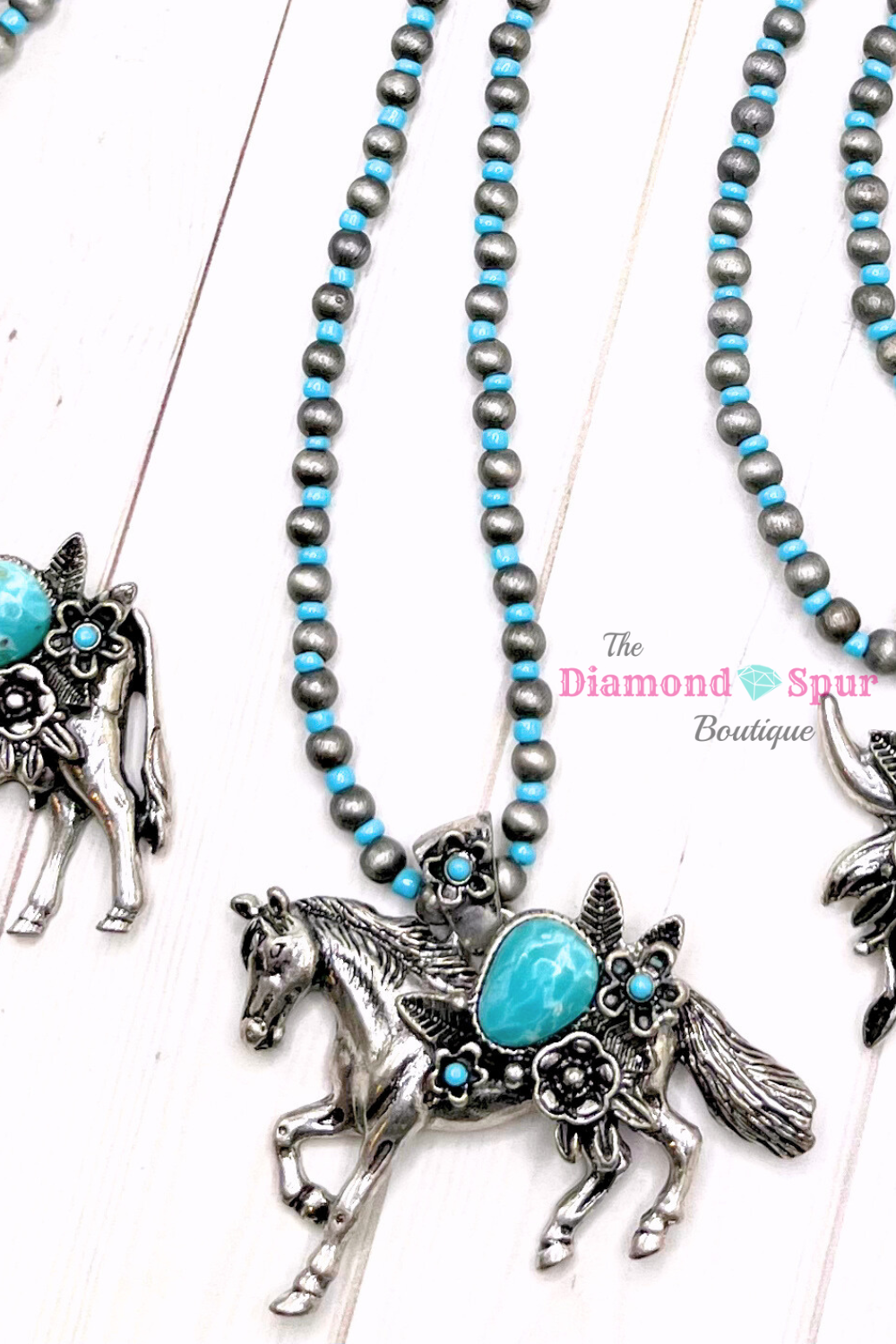 Farm Animal Turquoise Floral Necklace - The Diamond Spur Boutique