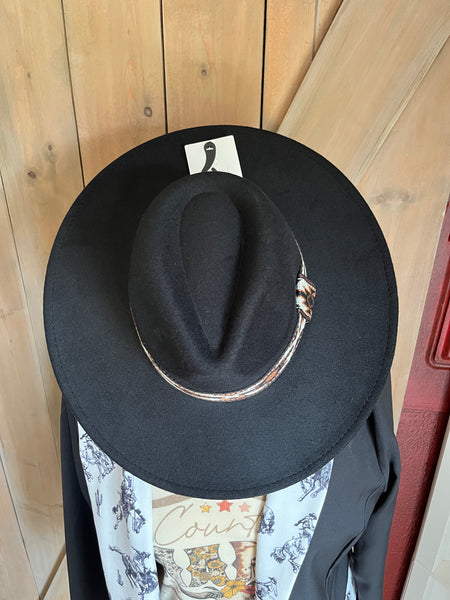 Black Felt Hat with Aztec Band - The Diamond Spur Boutique